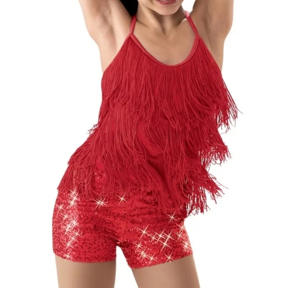 Weissman Other - Weissman Red Fringe Sequin Dance Costume